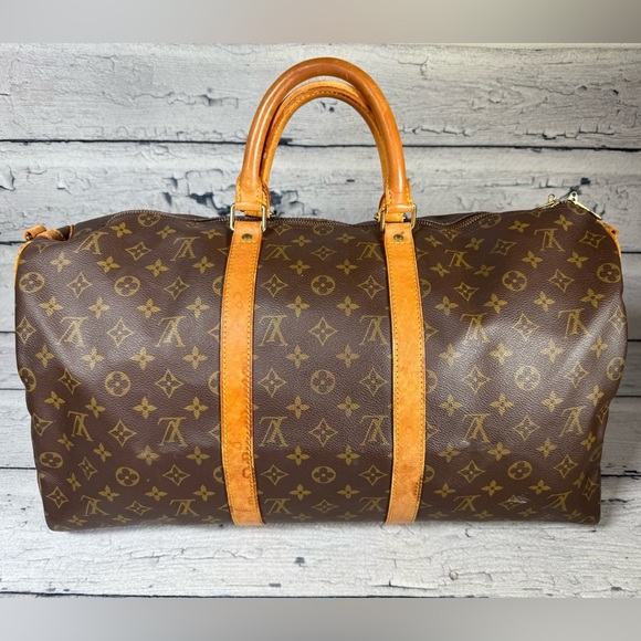 Louis Vuitton Keepall 50 Bandouliere brown monogram leather duffle travel bag - Picture 2 of 16
